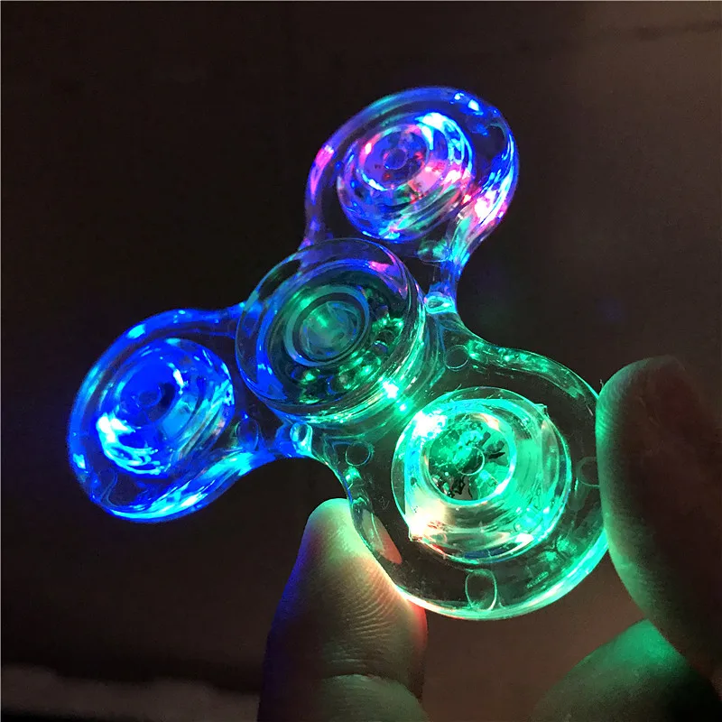 

LED Crystal Hand Spinner Lighting Transparent Fidget Tri-spinner Toys EDC Switch Spinner For Autism Anxiety Antistress Funny Toy