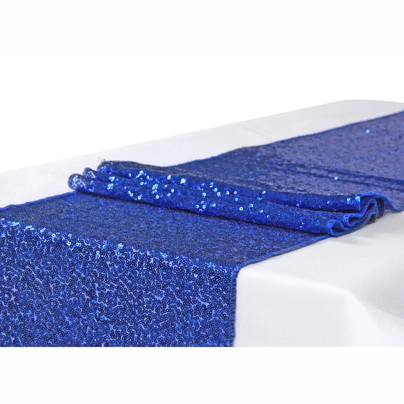 Meijuner 10pcs 30* 275cm Royal Blue Shiny Sequin Table Runner for