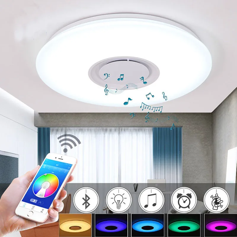 36W приложение RGB управление Музыка LED Bluetooth потолочный светильник с динамиком 6500k el