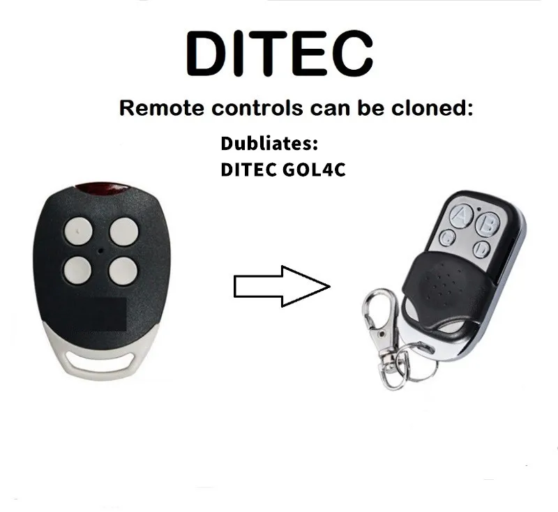 

2pcs DITEC GOL4C Replacement Universal remote control transmitter replacement clone 433.92/433MHz fixed code