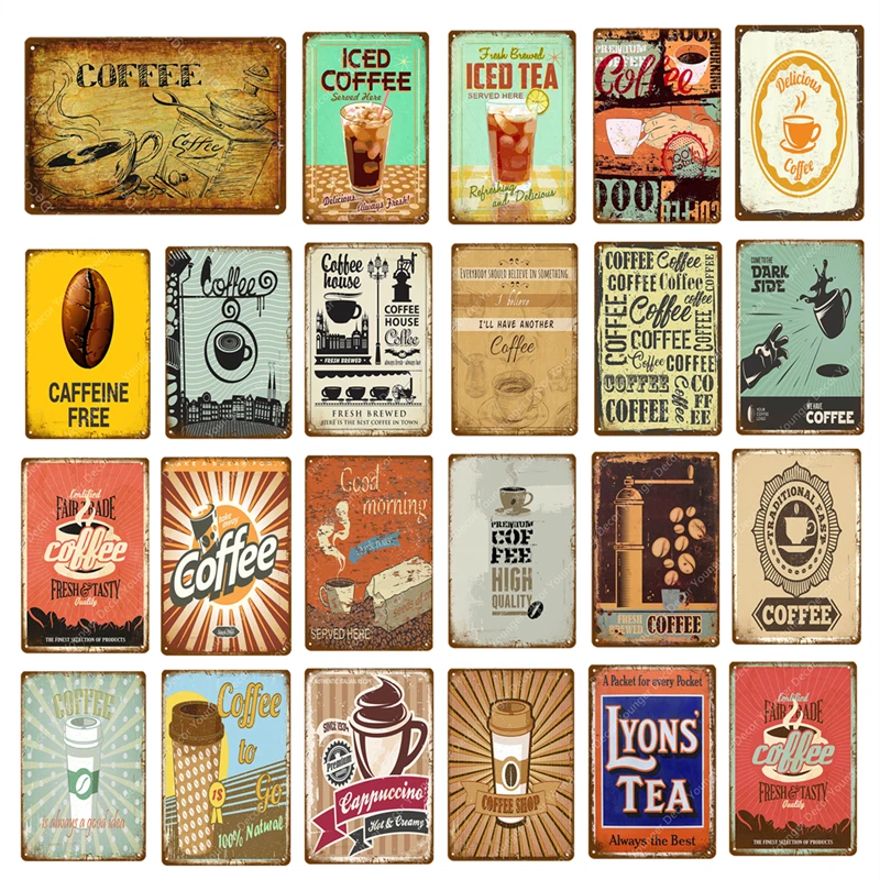 

Iced Coffee Metal Plaque Lyons Tea Espresso Tin Poster Bar Pub Cafe Shop Restaurant Vintage Wall Decor Painting Plaque