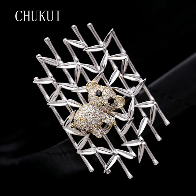 CHUKUI Brass Micro Pave Cubic Zirconia Australia Koala Animal Brooches