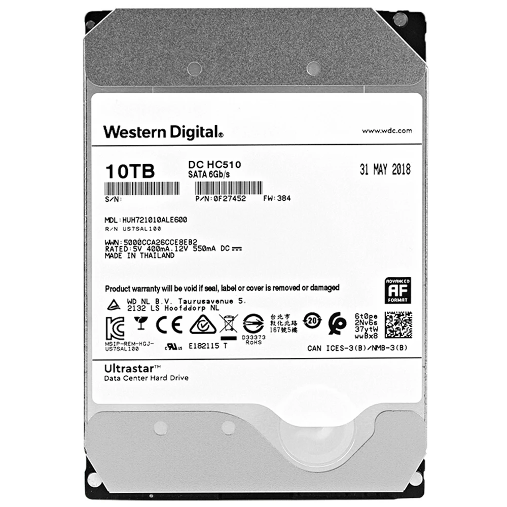  Western Digital de 10TB Ultrastar DC HC530 SATA HDD-7200 RPM clase SATA 6 Gb/s 512MB Cache 35