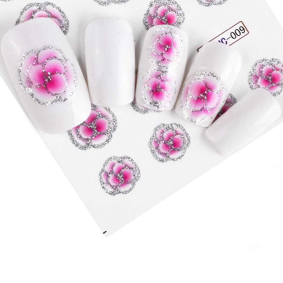 Полная красота 55 шт. цветок блестящие наклейки для ногтей переводная наклейка для украшения DIY Клей Советы Маникюр дизайн ногтей наклейки CHBJC55