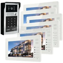 7 pulgadas 1024×600 Pantalla de ALTA DEFINICIÓN TFT LCD Video de La Puerta Teléfono Buildin Lector de RFID + Contraseña Puerta de Intercomunicación de vídeo HD de La Cámara 1 V 6