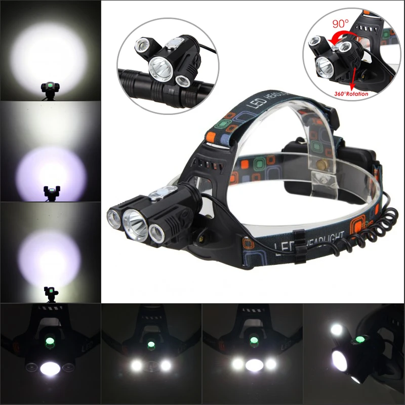 

Waterproof Bike Headlights 10000LM 3x XM-T6 +2R5 LED Headlamp Cycling Torch 4 Modes Bicycle Lamp with 18650 Battery