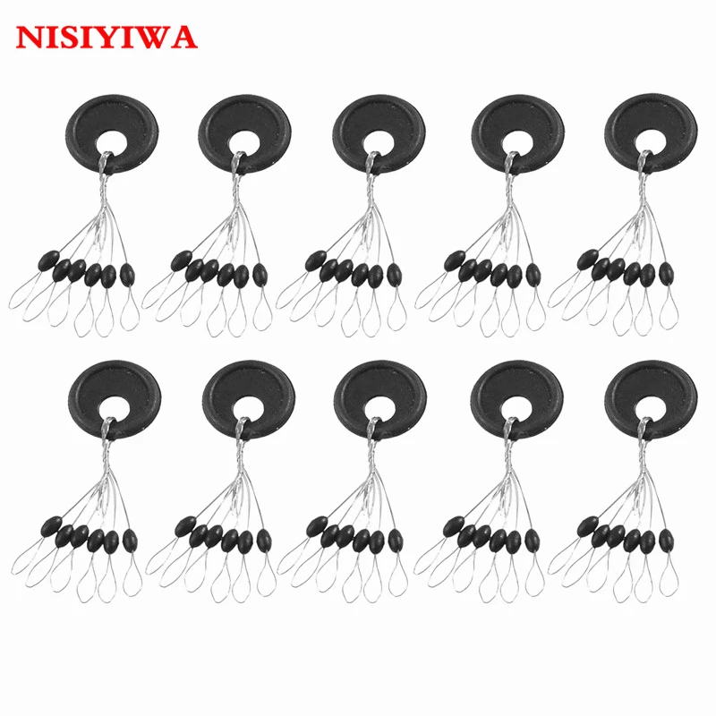 

100Pcs 6 in 1 Fishing Space Bean Black Oval Fishing Stopper Bobber Space Bean Fishing Tool Space Bean Stopper Stopper Wholesale
