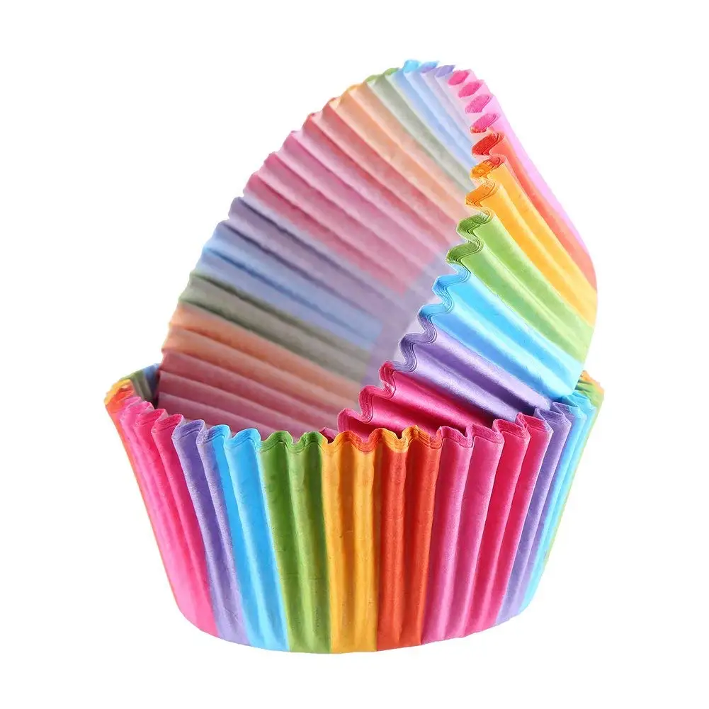 500 Pieces Rainbow Cupcake Cases Muffin Cases for Kitchen Baking
