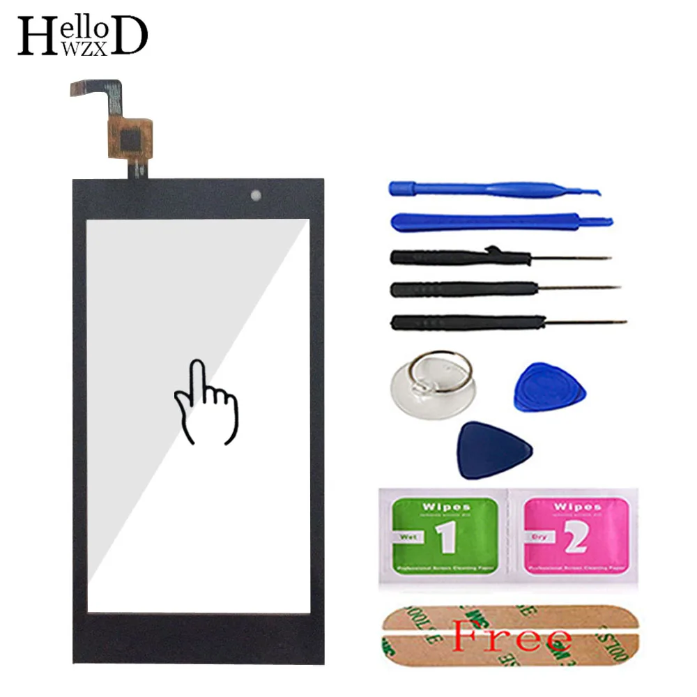 

4.5'' Smartphone Touch Glass For Micromax A104 Canvas Fire 2 Front Touch Screen Glass Digitizer Panel Lens Sensor + Adhesive