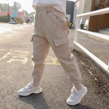 

Danmoke 2019 Brand New 4-14T Boys Pants Spring Summer Solid Color Kids Trousers Teenage Clothing Elastic Waist Boy Cargo Pants