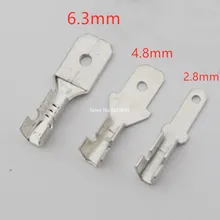 100 pces 2.8mm 4.8mm 6.3mm masculino uninsulated spade friso conector bloco de terminais