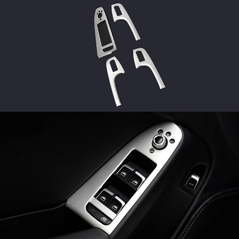 4x нержавеющая сталь дверь подлокотник окно Лифт панель накладка для Audi A5 10 2016 & A4 B8
