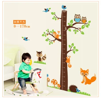 

2020 New nursery vinyls Forest Animals Height Chart Decal kid's Room Baby Nursery Vinyl Wall Sticker 182*185cm vinilos bebe