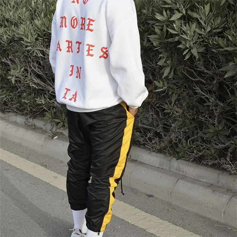 Justin Bieber Track Pants High Street Retro Spliced Side Stripe Joggers Pants Mans 2018 Trend Ankle Zipper Loose Trousers