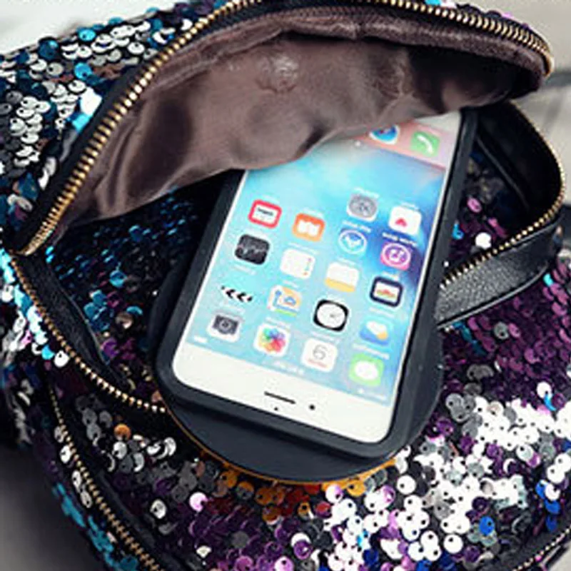 Women Sequined Backpack PU Leather Small Sequins Female Backpacks New Arrival Bling Designer Travel Girl Rucksack Mochila BP0198 (6)