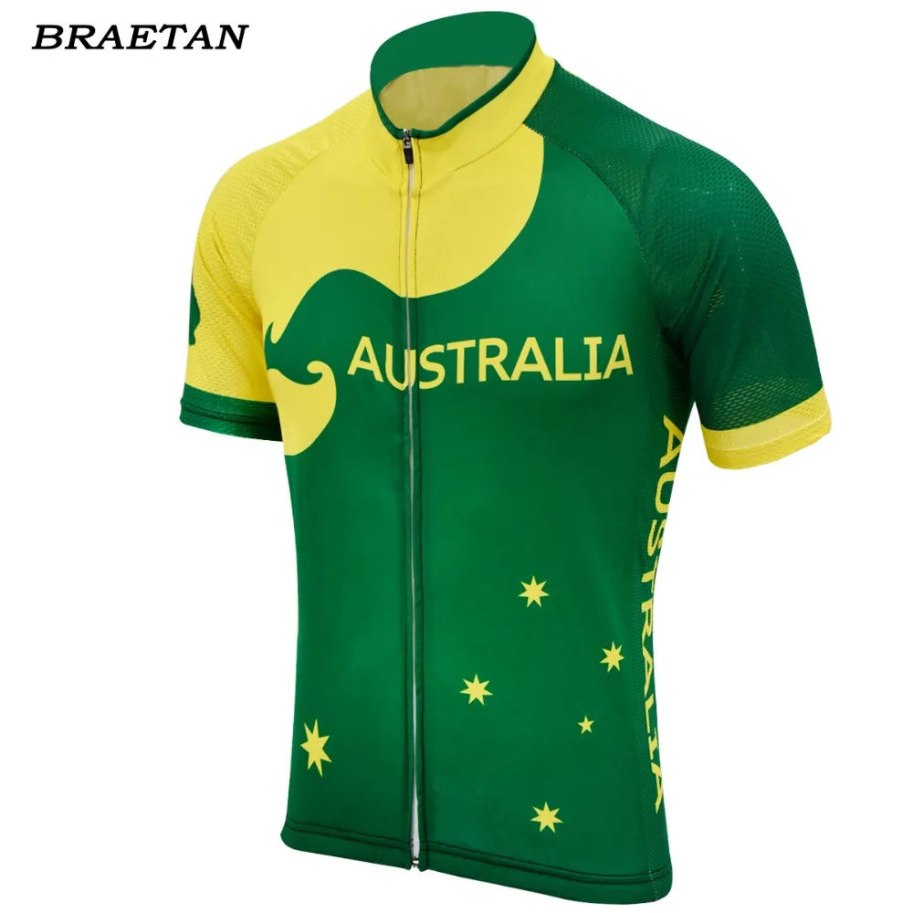 Australia cycling jersey summer short sleeve yellow green jersey road