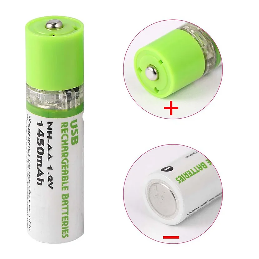 MJKAA 4 шт. AA 1450mAh 1,2 V USB перезаряжаемая батарея Ni-MH аккумулятор для окружающей среды порт зарядки портативный для дистанционного управления