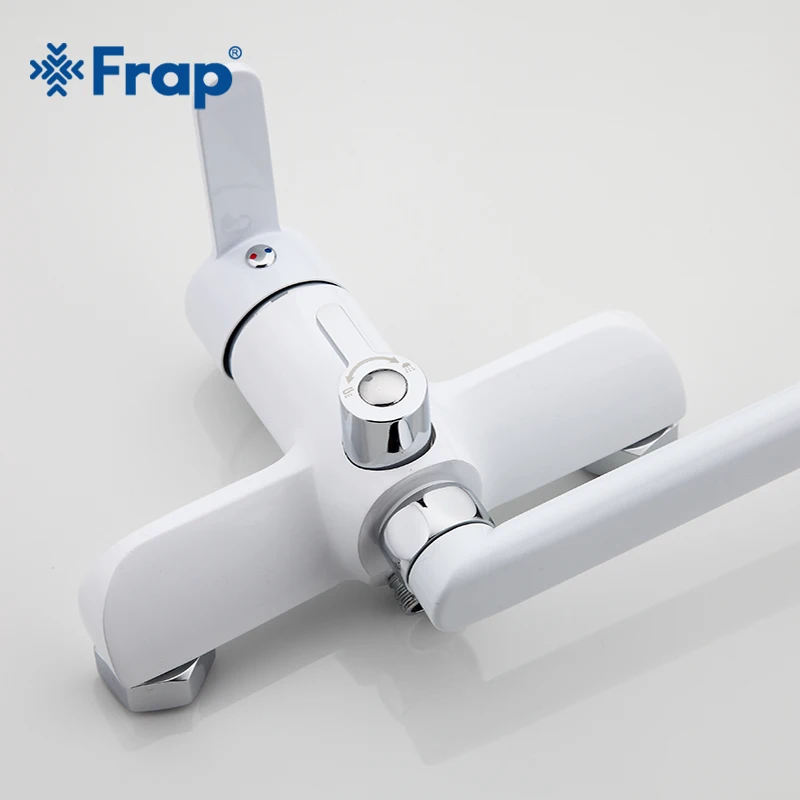 Günstig Frap 1 Set 35cm Weiß Outlet Rohr Bad Dusche Wasserhahn Messing Körper Oberfläche Spray Malerei Dusche Kopf Bad Wasserhahn f2241
