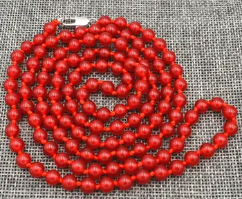 

New Beautiful 6mm Brazil red ruby Beads Necklace 38 "AAAAA