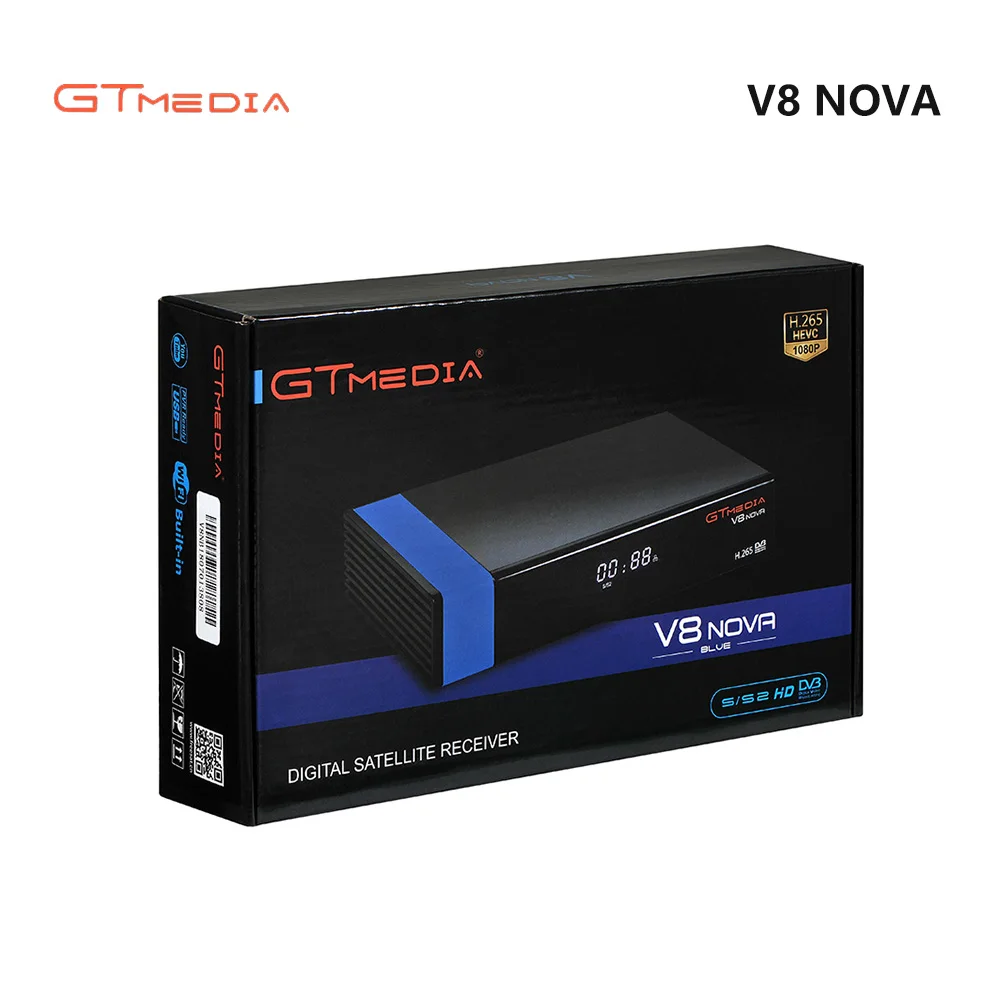 

GTMedia V8 Nova Blue with RJ45 built-in WIFI AV Output support Powervu Biss CS CCCamd Newcamd IPTV Youtube H.265 DVB-S2 Receiver