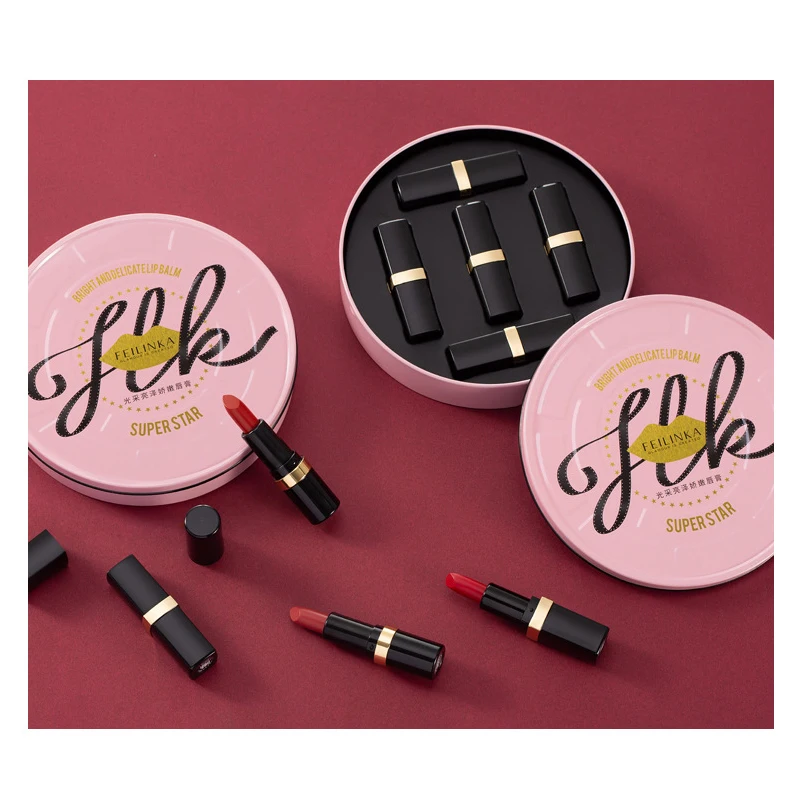 

Beauty 5pcs/set Lipstick Matte Long-lasting Easy to Wear Lips Makeup Portable Cute Girls Birthday Gift Box