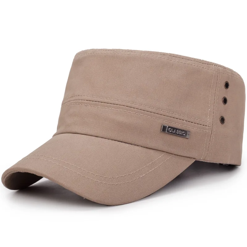 

2019 New Vintage Washed Flat Top Men's Military Cap Spring Summer Adjustable Snapback Breathable Sun Hat Army Cadet Caps Hats