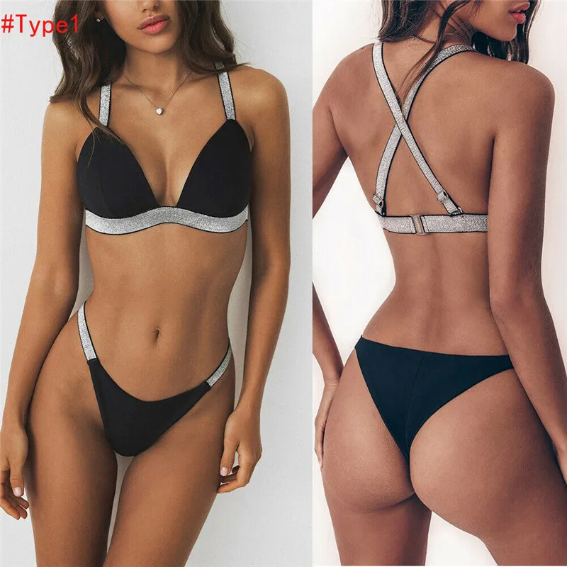 

Bikini 2019 Women Push Up Bikini Set Bra Padded Swimwear Bandage Lady Swimsuit Bathing Suit Swimming Suit For Women Bikini