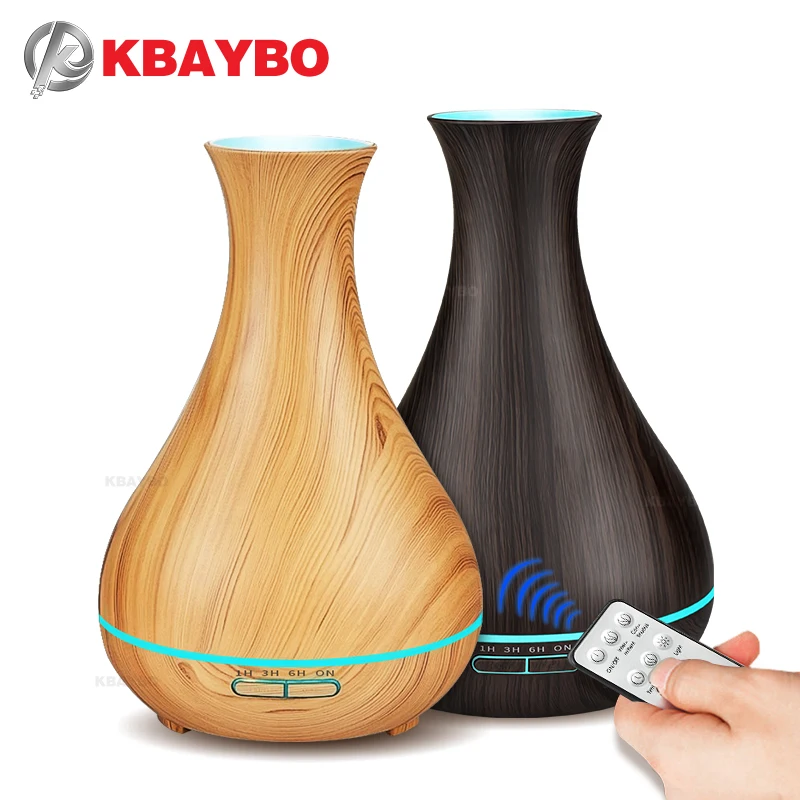 

Remote Control 550ml Aroma Essential Oil Diffuser Ultrasonic Air Humidifier Wood Grain Cool Mist maker LED Night Light for Home
