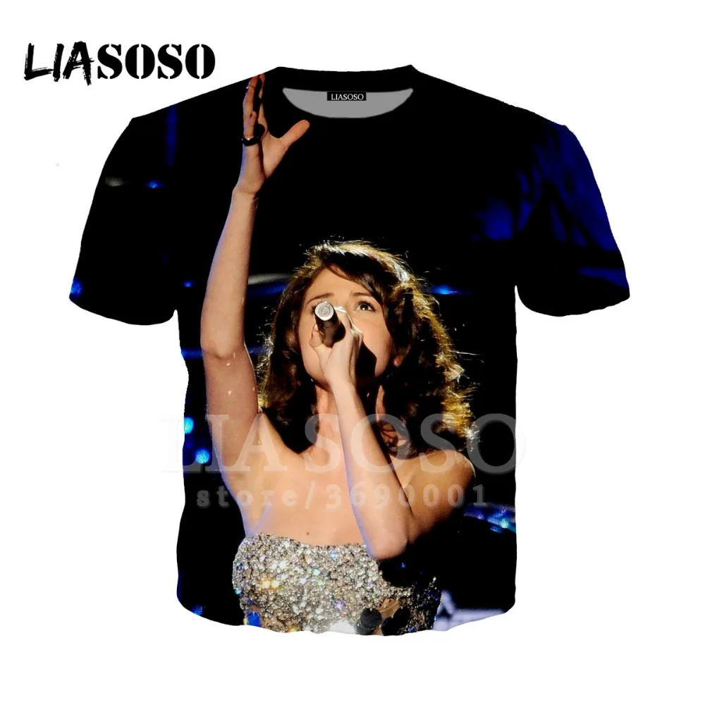 

LIASOSO 3D Print Unisex America Singer Sexy Girls Selena Gomez Tshirt Summer T-shirt Hip Hop Pullover O-Neck High quality X1283