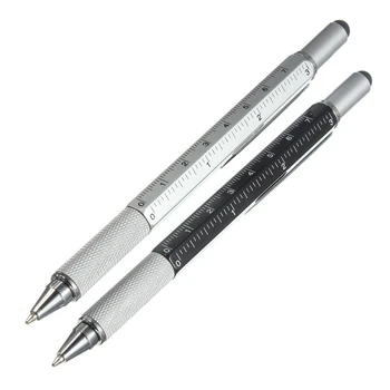 

1pcs/lot New Arrival Tool Ballpoint Pen Screwdriver Ruler Spirit Level with a top and scale multifunction 6 in 1 metal pen
