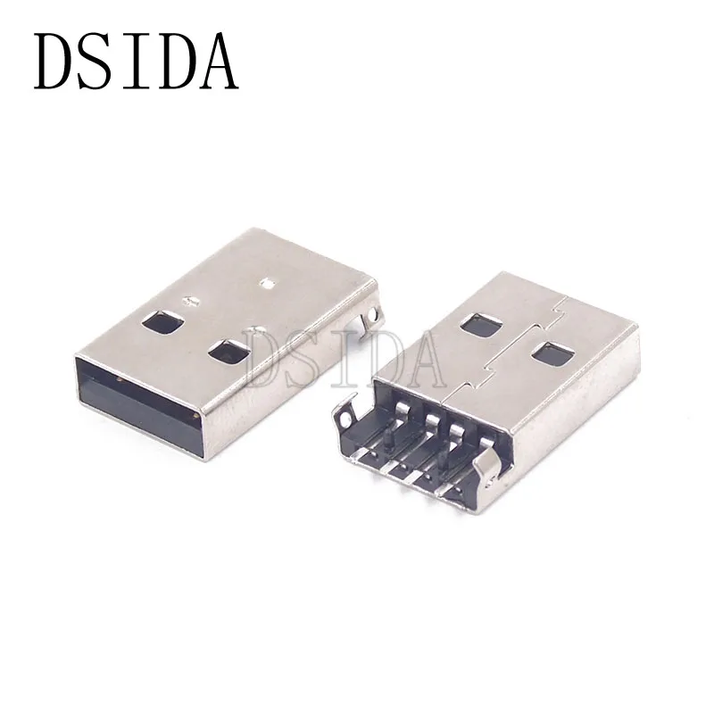 10 шт./лот папа Тип USB 2 0 для PCB разъем 180 градусов SMT SMD разъемы раковина пластины