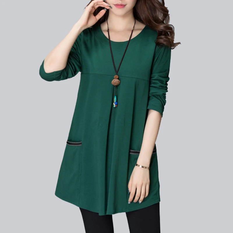 Online 4XL blusa de talla grande para mujer túnica blusas de moda para mujer 2019 de manga larga a rayas de retazos camisas de mujer negro verde