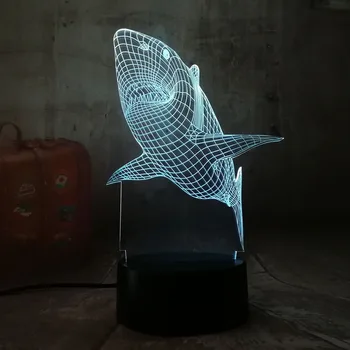 

Cool Shark Animal Jaws 3D LED RGB 7 Colors Night Light USB Remote Control Home Decro Kids Toys Multicolor Novelty Desk Lamp Lava