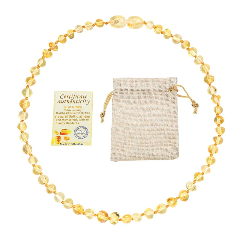 DR(дропшиппинг) Классический янтарный браслет для прорезывания зубов/ожерелье для детей и взрослых Аутентичные 8 размеров Натуральный Янтарный камень женские ювелирные изделия - Цвет камня: Lemon