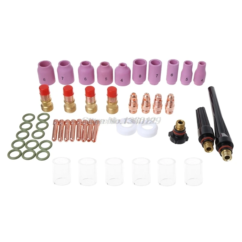 

49 Pcs TIG Welding Stubby Gas Lens #10 Pyrex Cup Kit for Tig WP-17/18/26 Torch