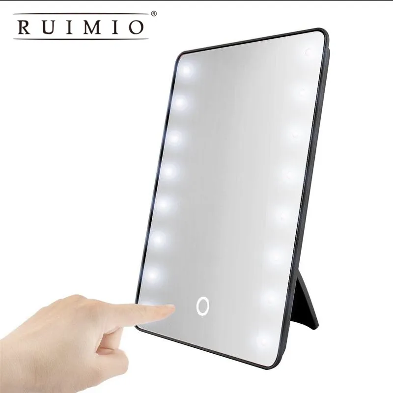 

16 LED Cosmetic Mirror Makeup Mirror Touch Dimmer Switch Battery Operated Vanity Mirror with Stand for Tabletop