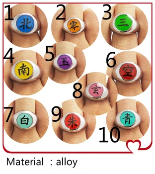 

10style Anime HOKAGE Naruto Akatsuki cosplay Rings Sasori Itachi Hidan Deidara Pein metal accessories Prop for men women