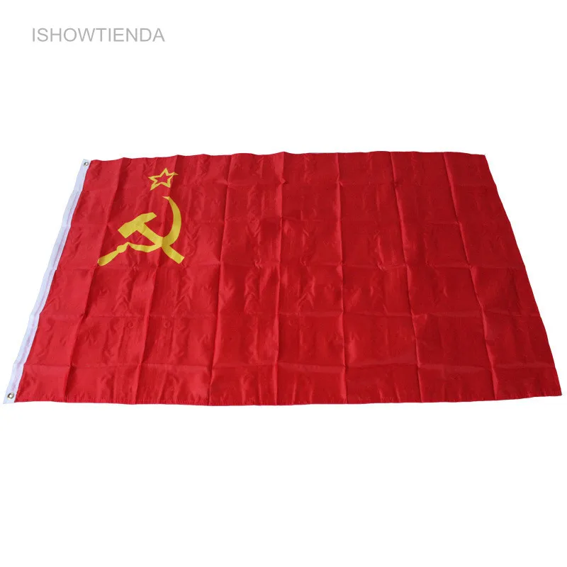 

ISHOWTIENDA Red Union of Soviet Socialist Republics Flying Flag 3x5' Ft USSR FLAG Russia Banner Household and Festival Hanging