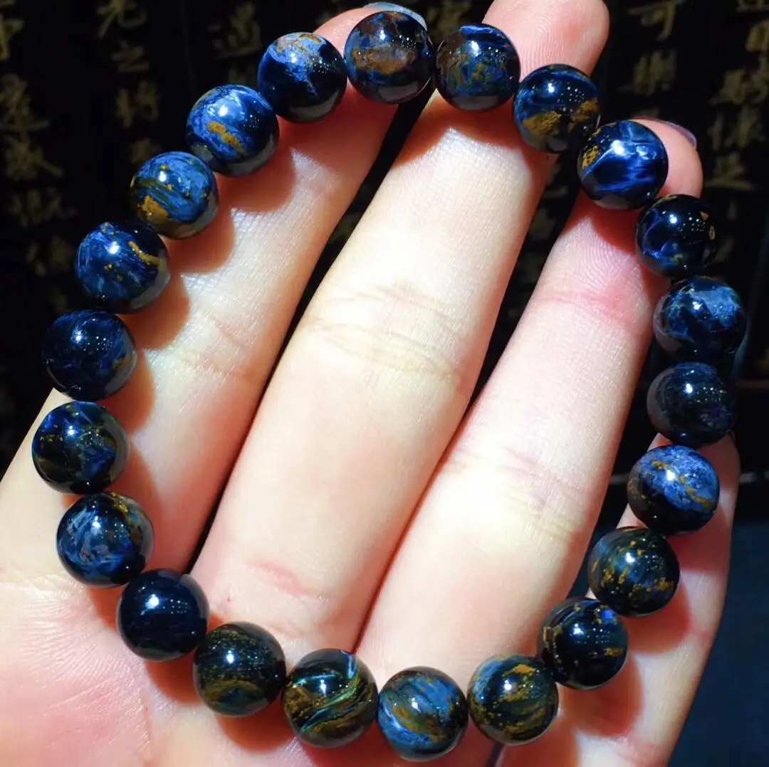 

8.5mm Natural Namibia Pietersite Blue Yellow Beads Gemstone Round Bead Bracelets Man Women Drop Shipping