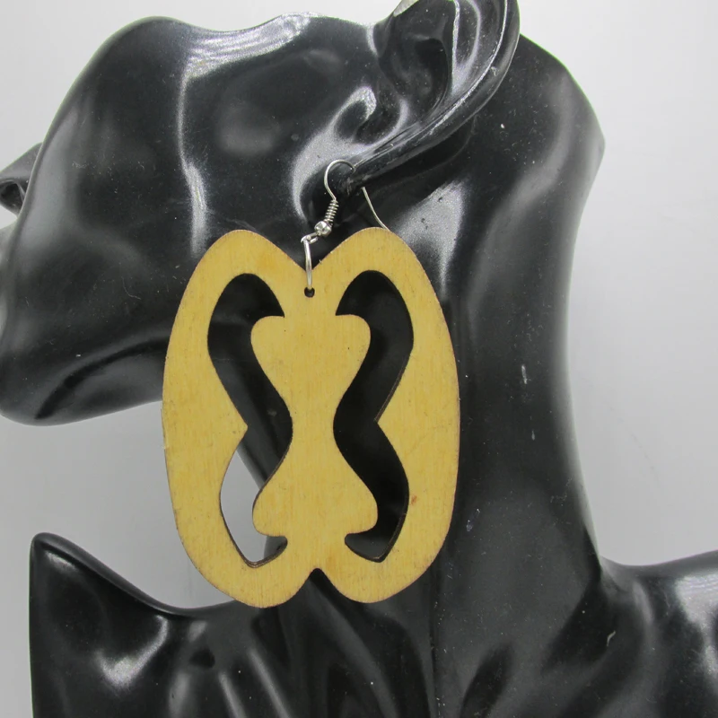 Бесплатная доставка! Деревянные серьги Adinkra Symbol Hope могут смешивать 2 цвета|hope
