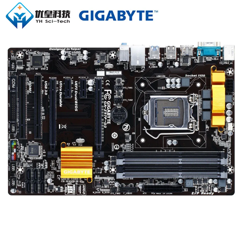 Оригинальная б/у настольная Материнская плата Gigabyte Z97P-D3 Z97 LGA 1150 Core i7/i5/i3/Pentium/Celeron DDR3 32G SATA3 ATX