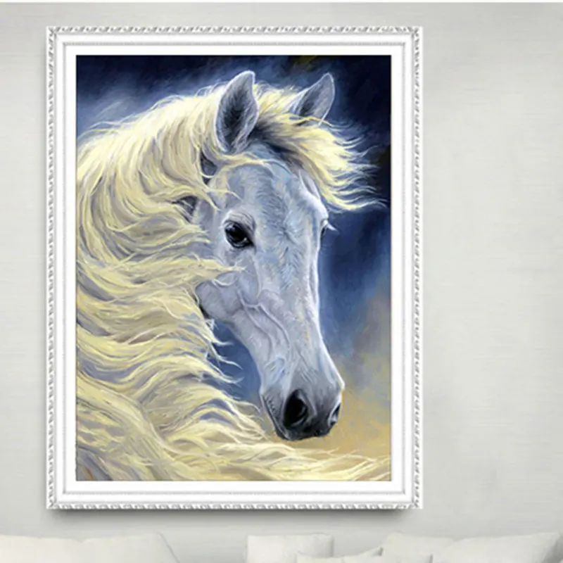 Две белые лошади, 40*30 см, алмазная вышивка, 3d Алмазная вышивка крестиком, модная Алмазная мозаика, стразы