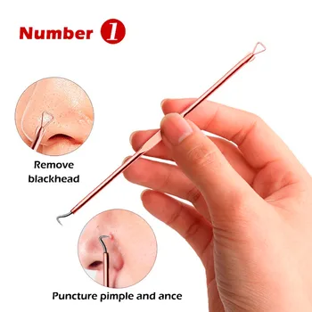 

1pcs Black Acne Extractor Remover Toiletry Kits Rose Gold Acne Removal Needle Pimple Needle Blackhead Remover Treatment Needle