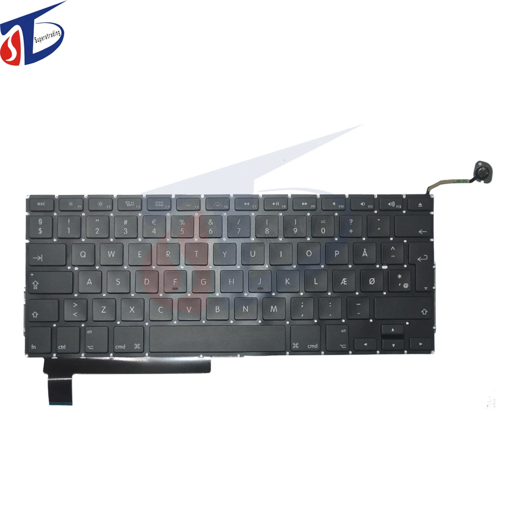 Оригинальный A1286 Дании DK клавиатура для Apple Macbook Pro 15 ''Дания клавиатура без Подсветка Замена 2009-2012year