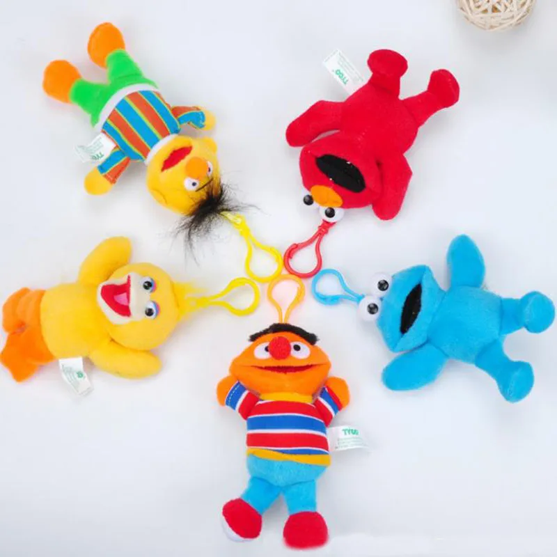 

1 Pcs Cartoon 13cm Sesame Street Elmo Cookie Monster Big Bird Plush Keychain Toys Stuffed Dolls Plush Key Chains Plush Animals