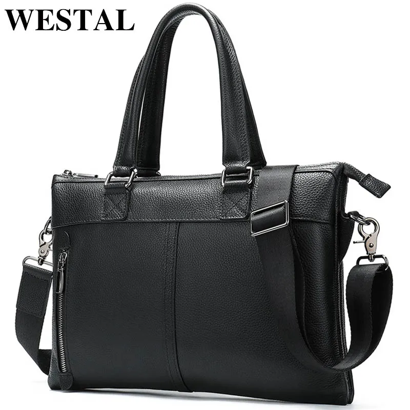 

WESTAL Business Men Briecase Bag Genuine Leather Laptop Bags for Document Men Messenger Bag Lawyer/Office Bags for Men Briefcase