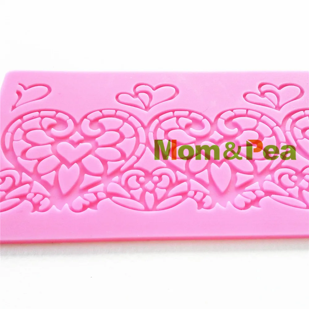 Силиконовая кружевная форма для украшения торта Mom & Pea GX129 3D в виде сердца