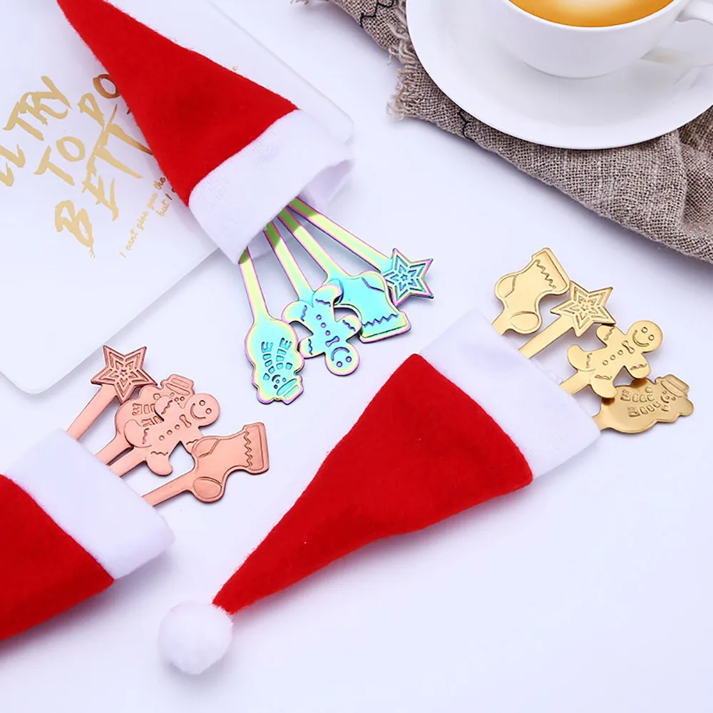 

4pcs Small Mini Stainless Steel Cat Kitty Coffee Spoon String Spoon Teaspoon Tea Spoon Dessert Spoon Long Handle Tableware Gold