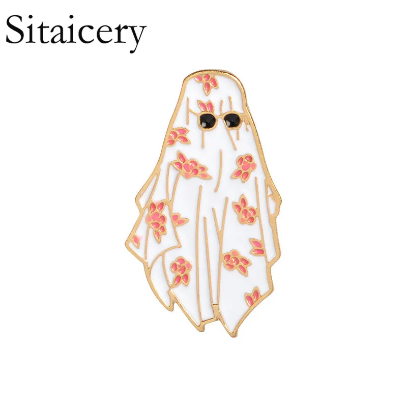 

Sitaicery Enamel Pin Ghost Badge Brooch Lapel Pin Denim Jean Shirt Bag Gothic Punk Jewelry Anime Icons Halloween Gift For Friend