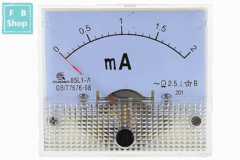 1 шт. 85L1-mA 2mA 3mA 5mA 10mA 15mA 20mA 30mA 50mA 75mA AC белый Пластик оболочки Аналоговая Панель Ампер Амперметр